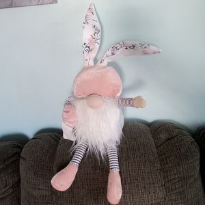 Gnome easter bunny pastel pink glam XL shelf sitter easter decor HTF